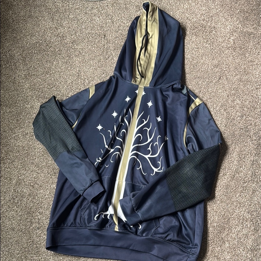 Navy and Gold Tree Design Hoodie